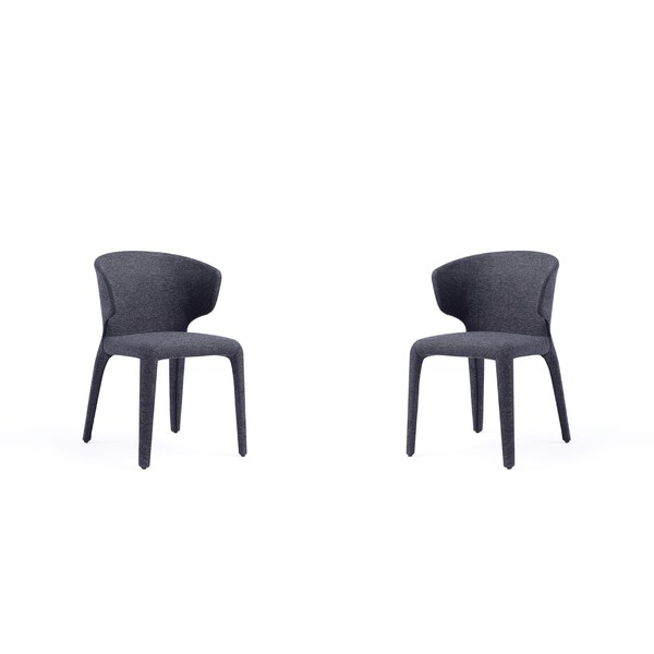 Manhattan Comfort Conrad Woven Tweed Dining Chair in Black - Set of 2 DC031-WBK - main